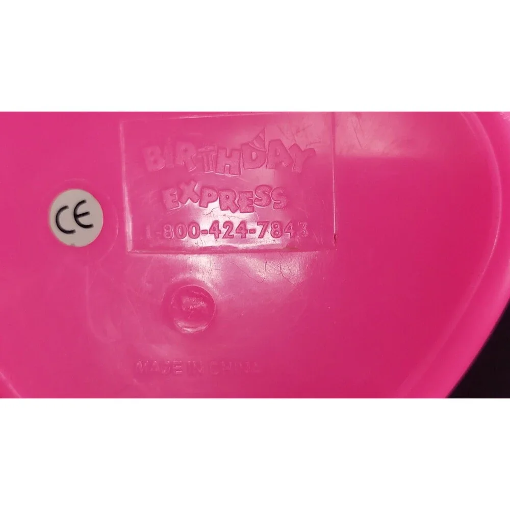 ​Birthday Express Pink Heart Shaped Plastic Bucket Pail Party Favor Basket Vtg